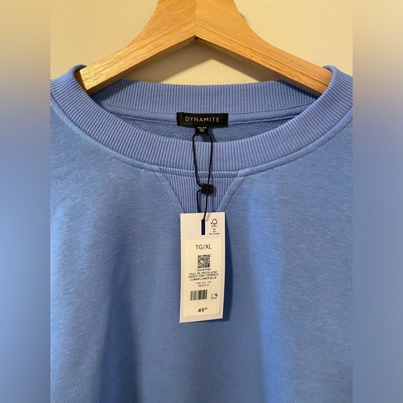 Dynamite French Terry Crew Neck Sweatshirt in Cornflower Blue - Picture 4 of 5